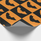 Halloween Checkers Patroon met vleermuizen Cadeaupapier (Hoek)