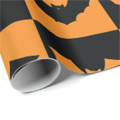 Halloween Checkers Patroon met vleermuizen Cadeaupapier (Rol Hoek)