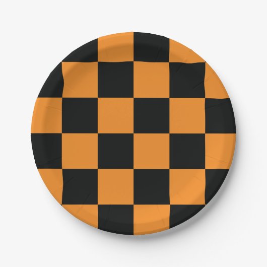 Halloween Checkers patroon Papieren Bordje (Voorkant)