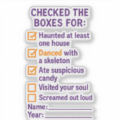 Halloween checklist ingecheckte vakjes Spooky To-D Sticker (Voorkant)