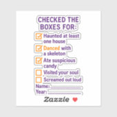 Halloween checklist ingecheckte vakjes Spooky To-D Sticker (Vel)