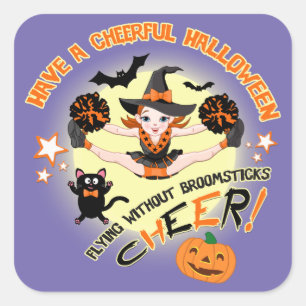 Halloween Cheerleader, Cheer Vierkante Sticker
