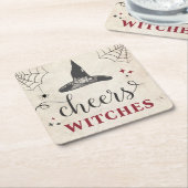 Halloween Cheers Witches Funny Bachelorette Party Kartonnen Onderzetters (Schuin)