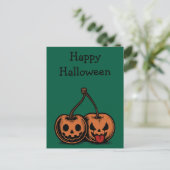 Halloween Cherry Jack-o-Lanterns Feestdagenkaart (Staand voorkant)