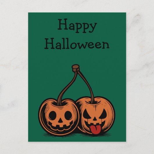 Halloween Cherry Jack-o-Lanterns Feestdagenkaart (Voorkant)