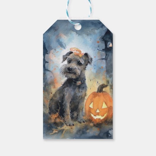 Halloween Chesapeake Bay Terrier met pompoenen Cadeaulabel (Achterkant)