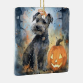 Halloween Chesapeake Bay Terrier met pompoenen Keramisch Ornament (Rechts)