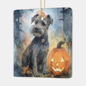 Halloween Chesapeake Bay Terrier met pompoenen Keramisch Ornament (Links)
