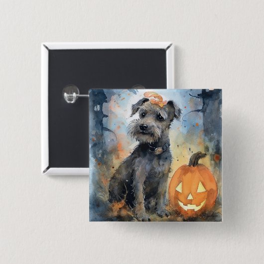 Halloween Chesapeake Bay Terrier met pompoenen Vierkante Button 5,1 Cm (Voorkant /achterkant)