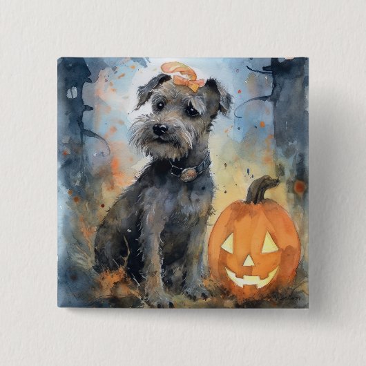Halloween Chesapeake Bay Terrier met pompoenen Vierkante Button 5,1 Cm (Voorkant)