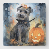 Halloween Chesapeake Bay Terrier met pompoenen Vierkante Klok (Voorkant)