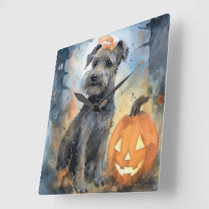 Halloween Chesapeake Bay Terrier met pompoenen Vierkante Klok