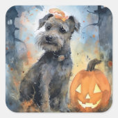Halloween Chesapeake Bay Terrier met pompoenen Vierkante Sticker (Voorkant)