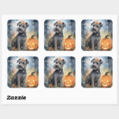 Halloween Chesapeake Bay Terrier met pompoenen Vierkante Sticker (Vel)
