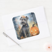 Halloween Chesapeake Bay Terrier met pompoenen Vierkante Sticker (Envelop)