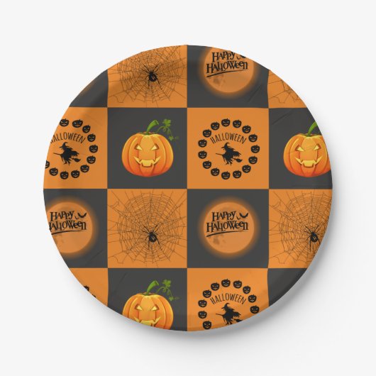 Halloween Chessboard Papieren Bordje (Voorkant)
