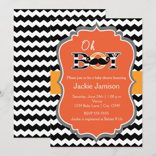 Halloween Chevron Baby shower Uitnodiging (Voorkant / Achterkant)