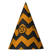 Halloween Chevron Patroon met geesten en pompoenen Feesthoedjes (Voorkant)