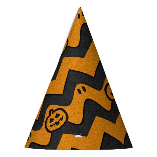 Halloween Chevron Patroon met geesten en pompoenen Feesthoedjes (Links)
