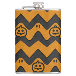 Halloween Chevron Patroon met geesten en pompoenen Heupfles