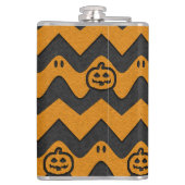 Halloween Chevron Patroon met geesten en pompoenen Heupfles (Achterkant)