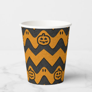 Halloween Chevron Patroon met geesten en pompoenen Papieren Bekers