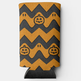 Halloween Chevron Patroon met geesten en pompoenen Seltzer Blikjeskoeler
