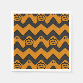 Halloween Chevron Patroon met geesten en pompoenen Servet