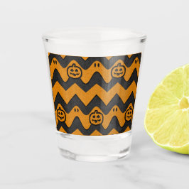 Halloween Chevron Patroon met geesten en pompoenen Shot Glas