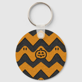 Halloween Chevron Patroon met geesten en pompoenen Sleutelhanger