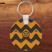 Halloween Chevron Patroon met geesten en pompoenen Sleutelhanger (Voorkant)