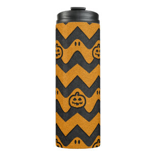 Halloween Chevron-patroon met geesten en pompoenen Thermosbeker