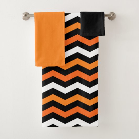 Halloween Chevron Stripe Badhanddoek Set Bad Handdoek (Insitu)