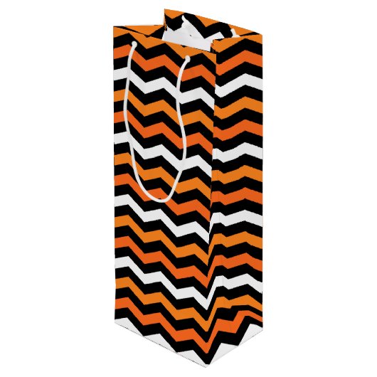 Halloween Chevron Stripe Wine Gift Bag Wijn Cadeautas (Achterkant Gekanteld)