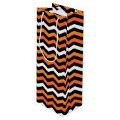 Halloween Chevron Stripe Wine Gift Bag Wijn Cadeautas (Voorkant Gekanteld)