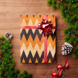 Halloween Chevron Zigzag Patroon – Oranje & Zwart Cadeaupapier