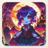 Halloween - Chibi Moonlit Kartonnen Onderzetters (Voorkant)
