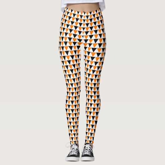 Halloween Chic Black White - Oranje patroonkostuum Leggings (Voorkant)