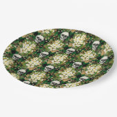 Halloween Chic Bloemenschedel Argyle Patroon Papieren Bordje (Gekanteld)