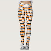 Halloween Chic Oranje White Black Pattern Costuum Leggings (Voorkant)