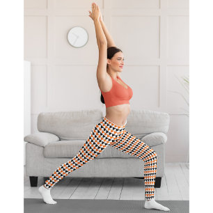 Halloween Chic Oranje Wit Zwart Patroon Kostuum Leggings
