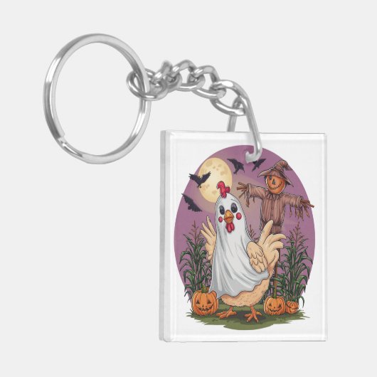 Halloween Chicken #12 Digitale kunst Sleutelhanger (Voorkant Links)