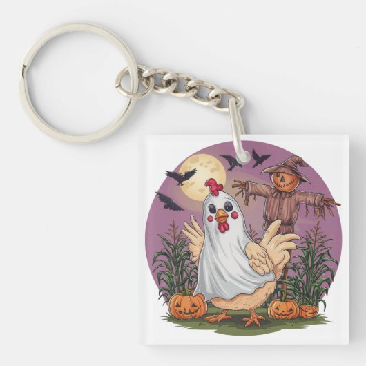 Halloween Chicken #12 Digitale kunst Sleutelhanger (Voorkant)