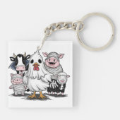 Halloween Chicken #13 Digitale kunst Sleutelhanger (Achterkant)