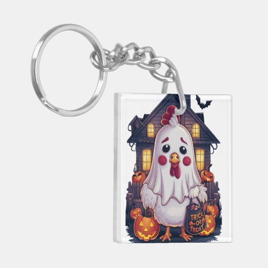 Halloween Chicken #1 Digitale kunst Sleutelhanger (Voorkant Links)