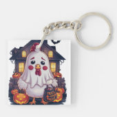 Halloween Chicken #1 Digitale kunst Sleutelhanger (Achterkant)