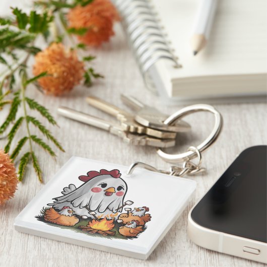 Halloween Chicken #5 Digitale kunst Sleutelhanger (Voorkant Rechts)