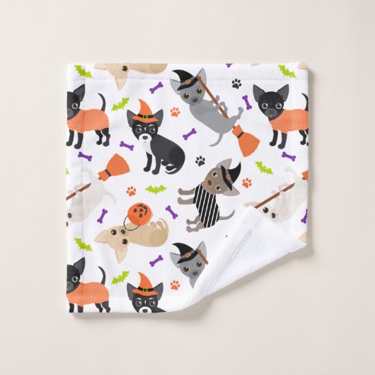 Halloween Chihuahua Bath Towel Set Bad Handdoek (Wasdoekje)