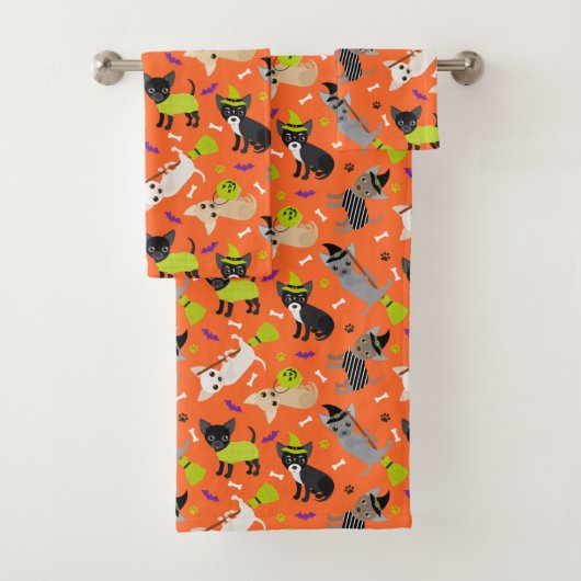 Halloween Chihuahua Bath Towel Set Bad Handdoek (Insitu)
