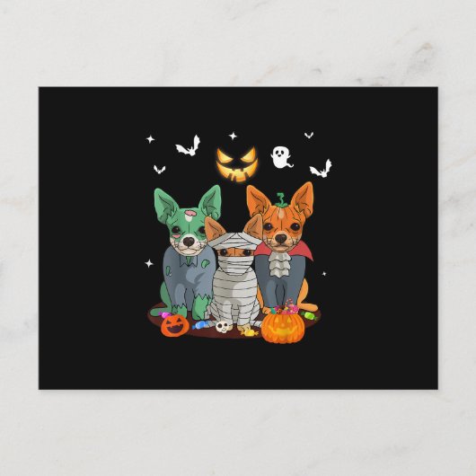 Halloween Chihuahua Dog Witch Cute Gift Dachshund Aankondigingskaart (Voorkant)